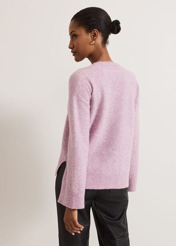 Phase Eight Olivia V Neck Alpaca Knitwear Pink USA | 2301847-BW